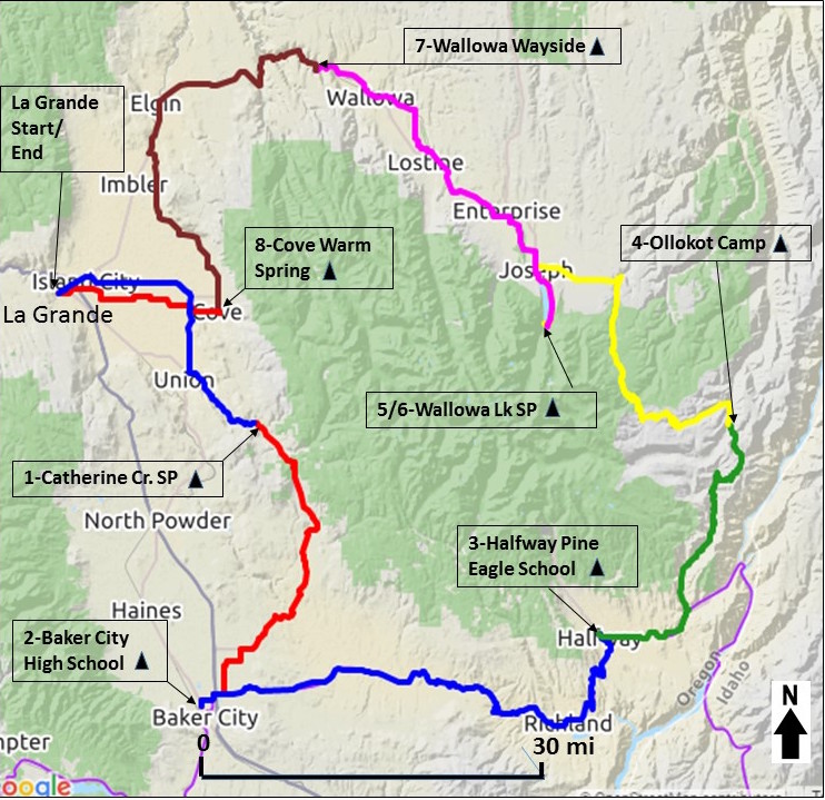 Wallowas Tour Map