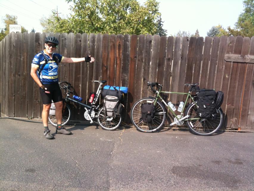Andy showing off our touring bikes