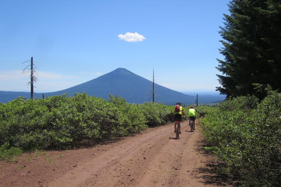 View of Black Butte from a gravel road