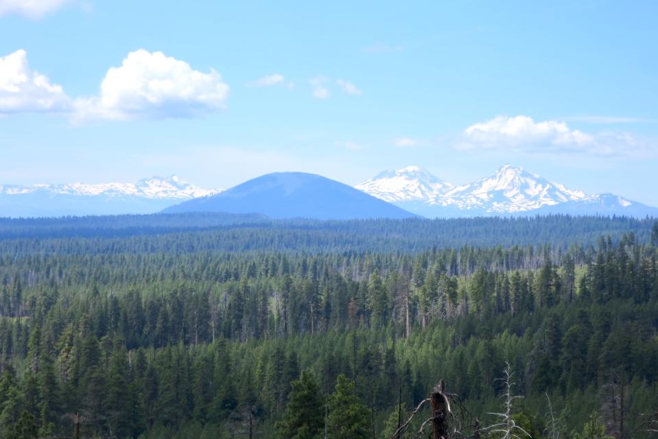 Looking west over Black Butte to the Three Sisters