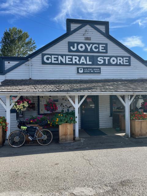 My bike in front of the store