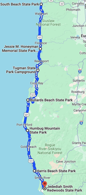 South Coast tour map