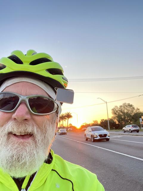 Sunrise over my shoulder at the start of the tour