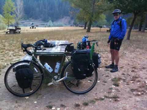 Andy with the bikes at Valley of the Rogue Park